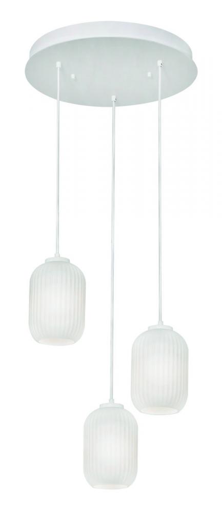 Callie 3 Light Round Pendant,120V,White