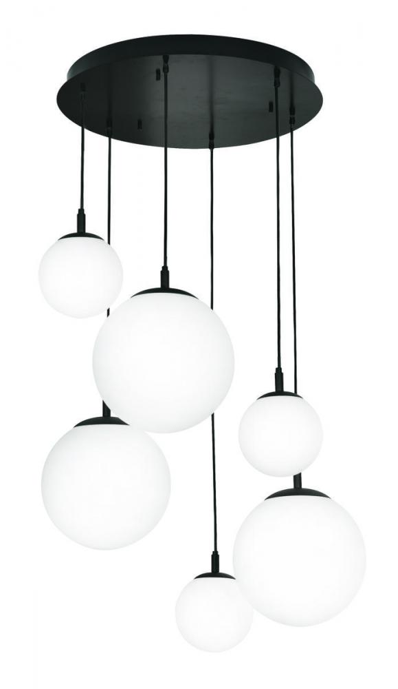 Loretto 6 Light Round Pendant,120V,Black