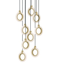 AFX Lighting, Inc. HLOP08LAJUDLBRND9 - Halo 9 Light Round Pendant,120V,162W,5 CCT,LB