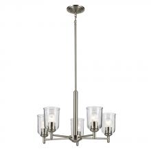 Kichler 43671NICLR - Shailene 15.25" 5-Light Chandelier with Clear Glass in Brushed Nickel