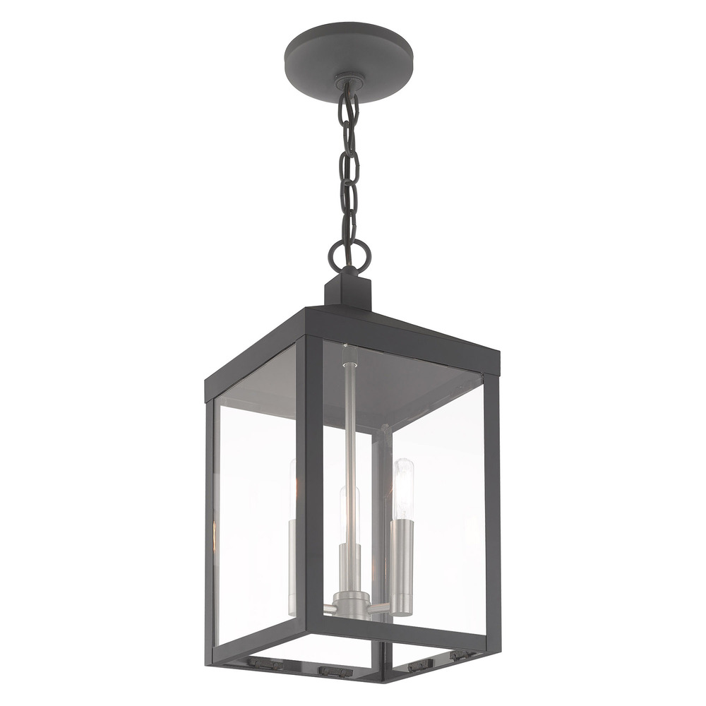 3 Lt Scandinavian Gray Outdoor Pendant Lantern