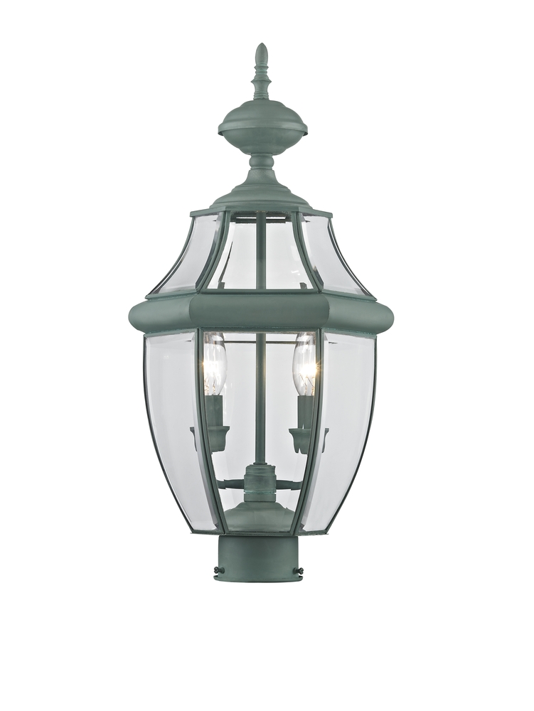 2 Light Verdigris Outdoor Post Lantern