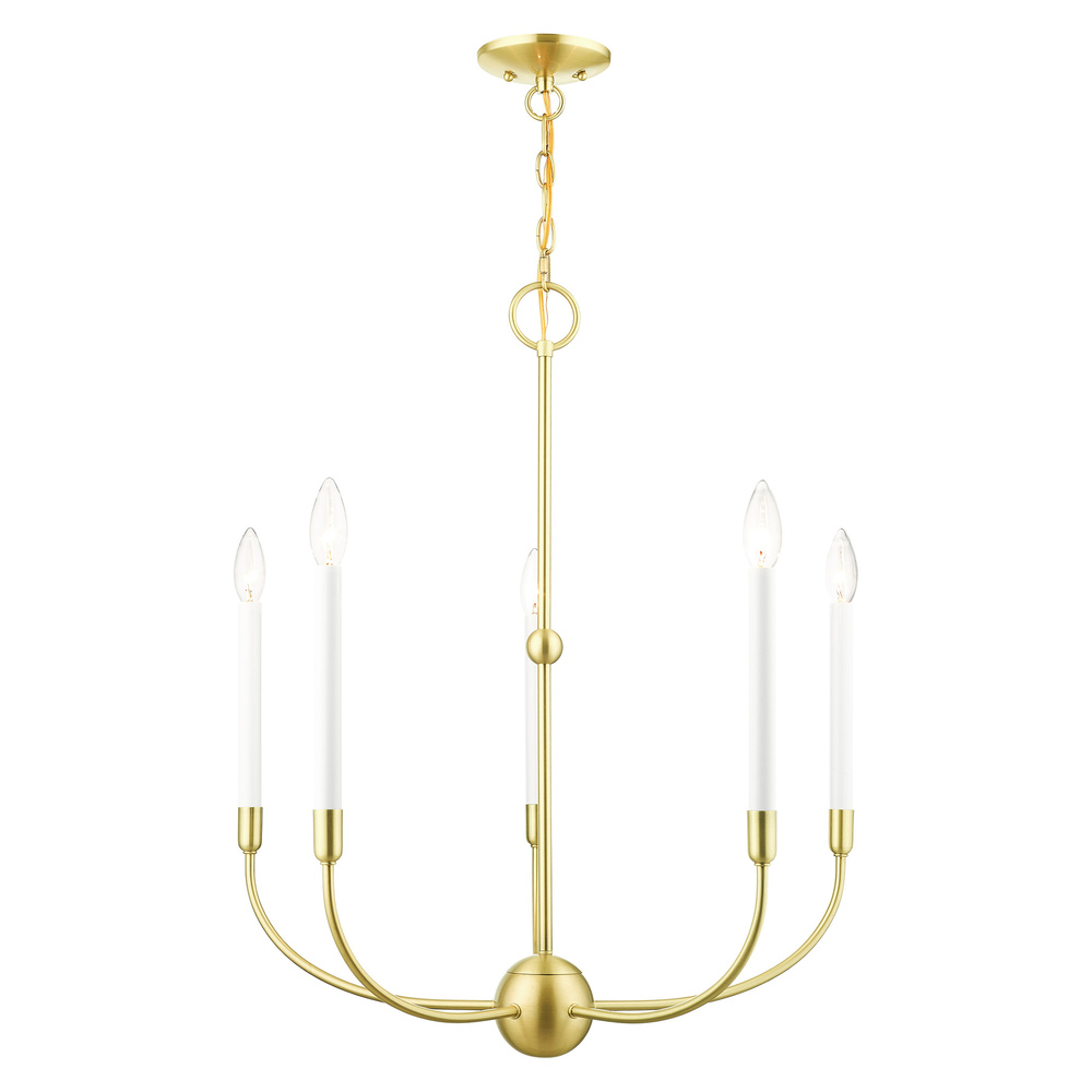 5 Lt Satin Brass Chandelier