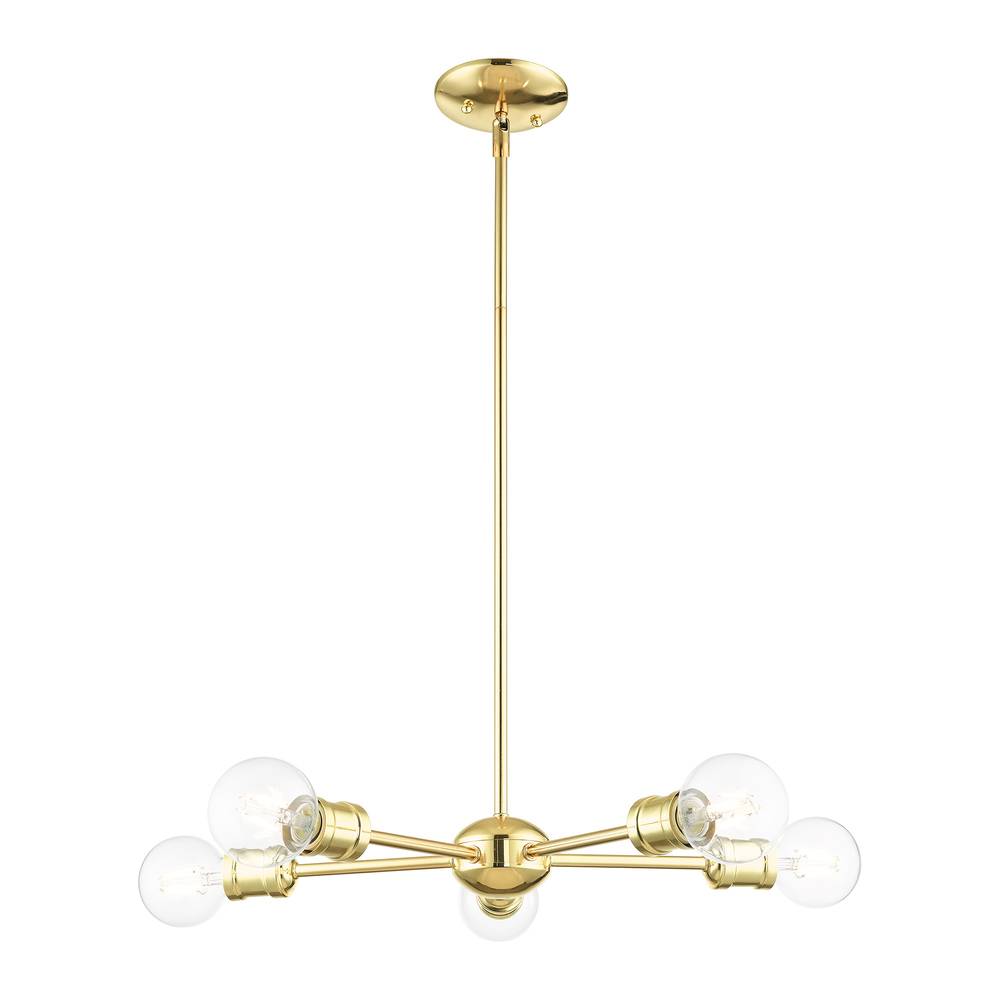 5 Lt Polished Brass Chandelier