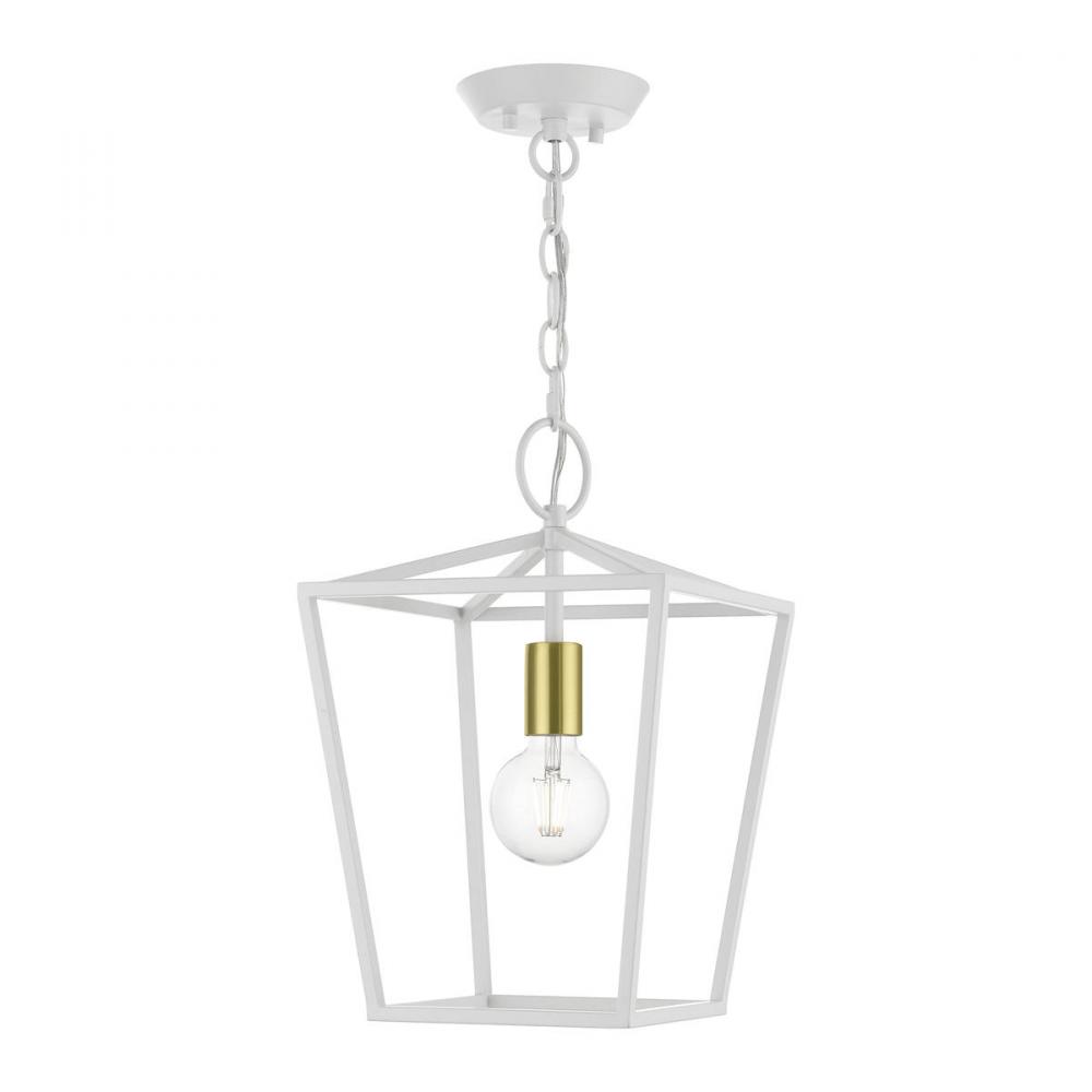 White 1-Light Square Lantern