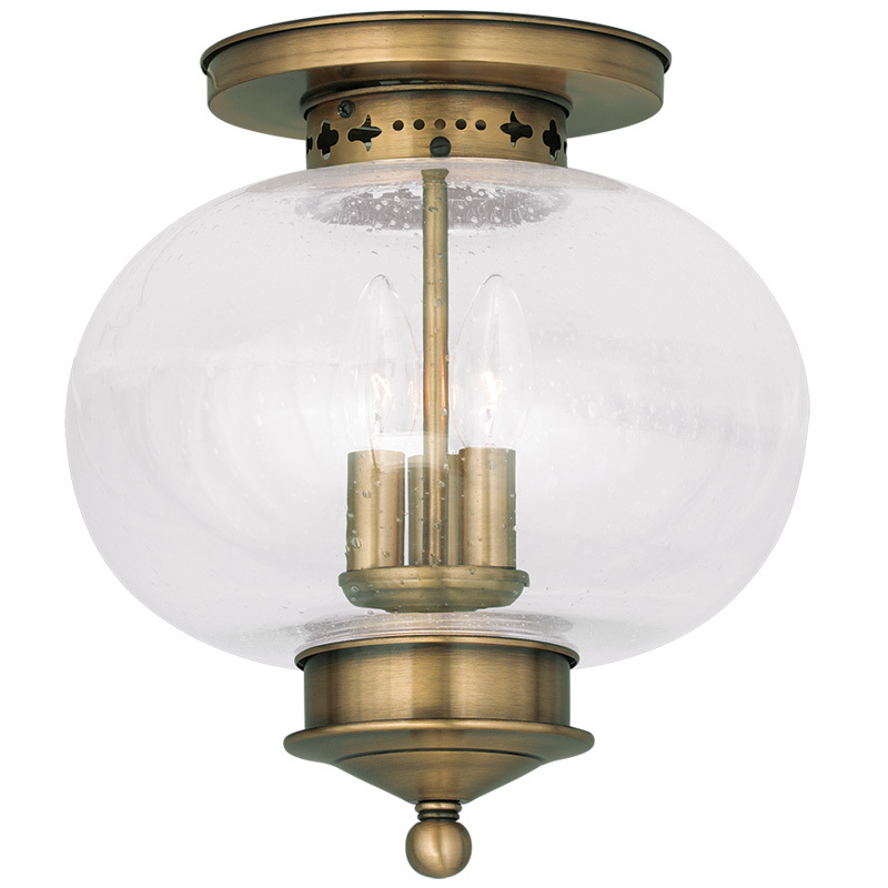 3 Light Antique Brass Ceiling Mount