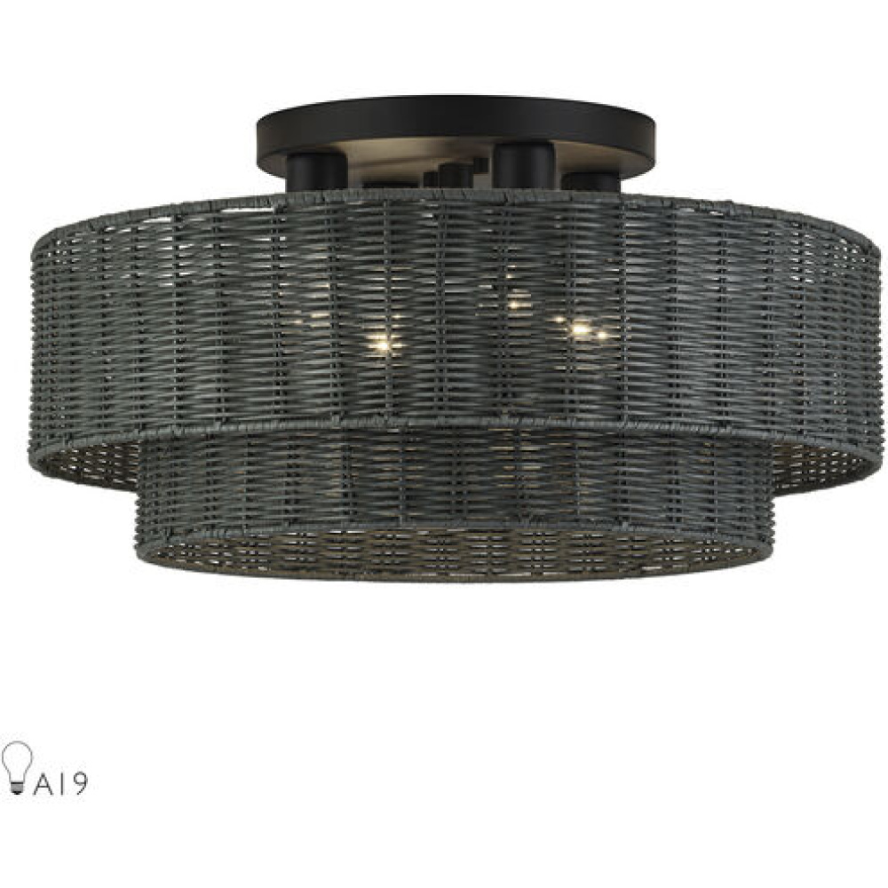 4 Light Black Extra Large Semi-Flush