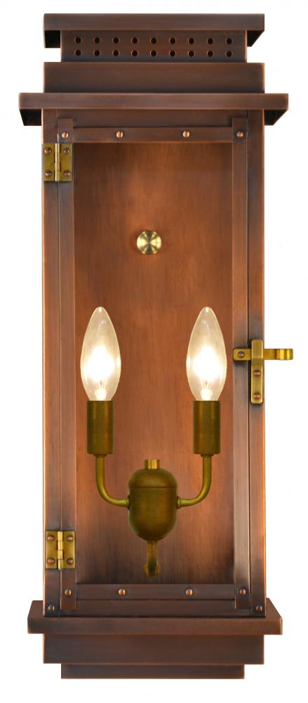 The CopperSmith Contempo Flush 19" Tall Copper Electric Wall Mount Outdoor Light Lantern Sconce
