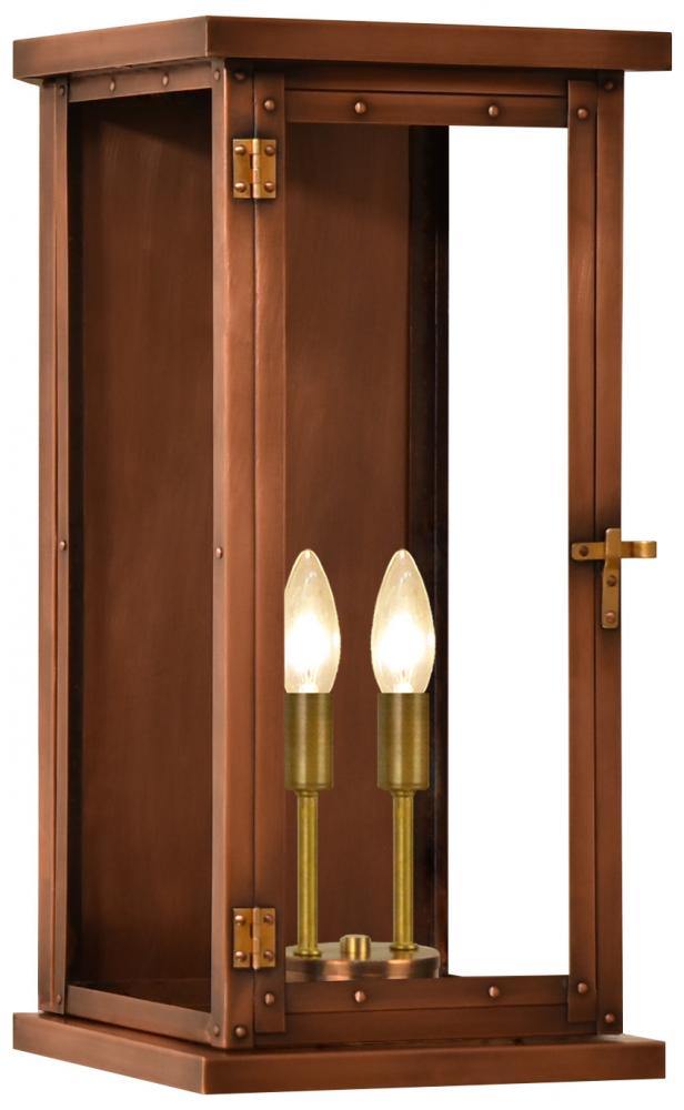 The CopperSmith Vieira 26" Tall Copper Electric Wall Mount Outdoor Light Lantern Sconce