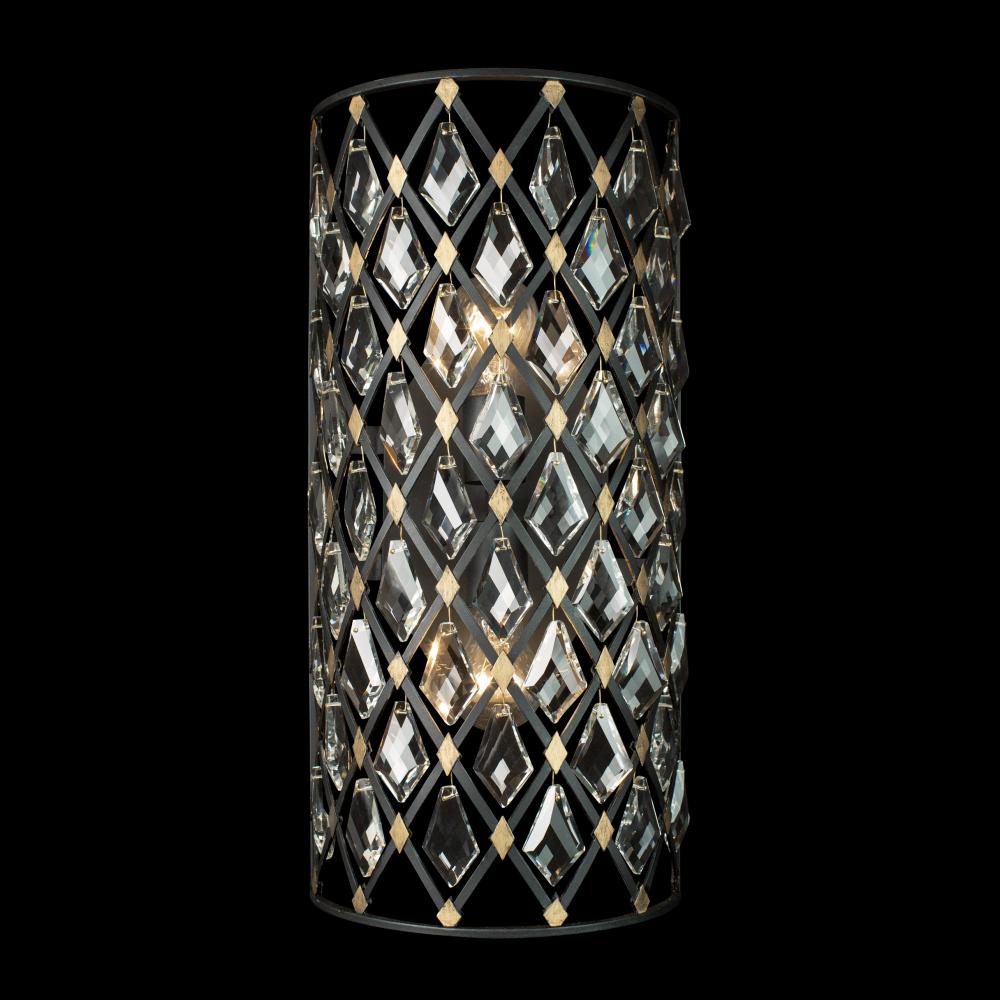 Windsor 2-Lt Crystal Sconce/Bath - Carbon/Havana Gold