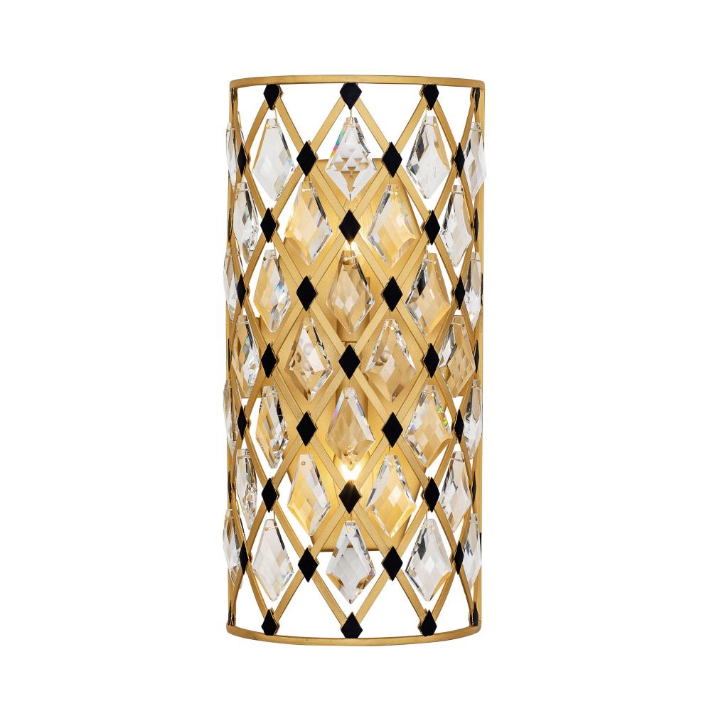 Windsor 2-Lt Crystal Sconce - French Gold/Matte Black