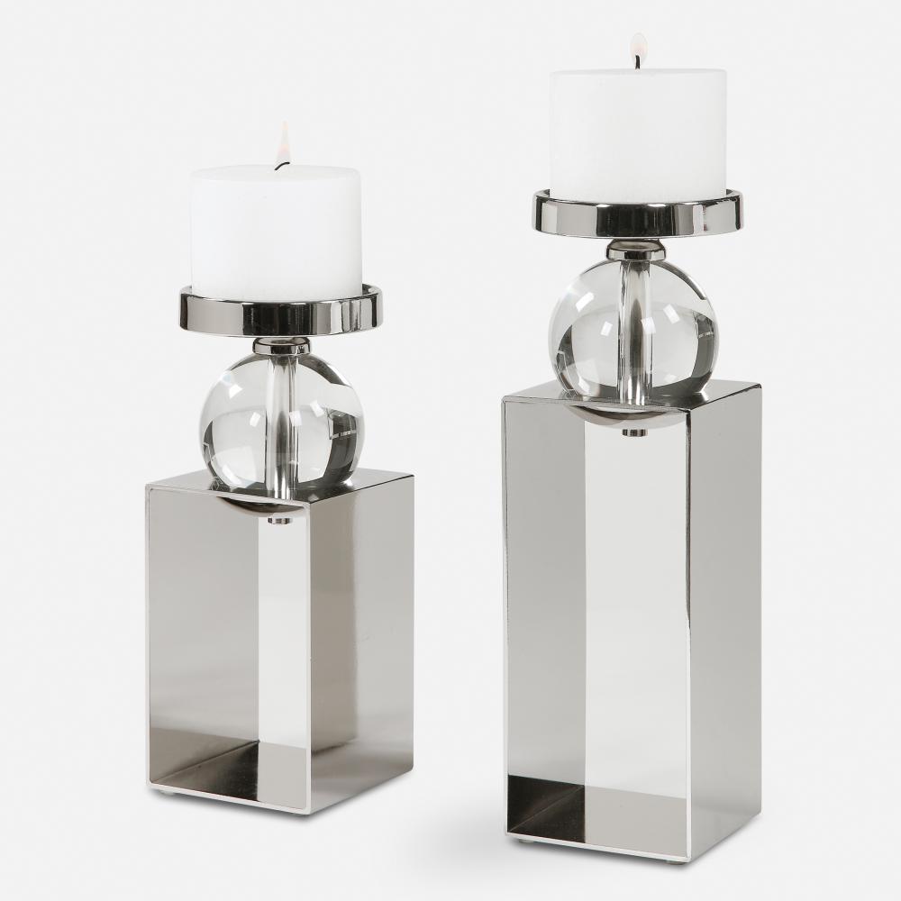 Lucian Nickel Candleholders, Set/2