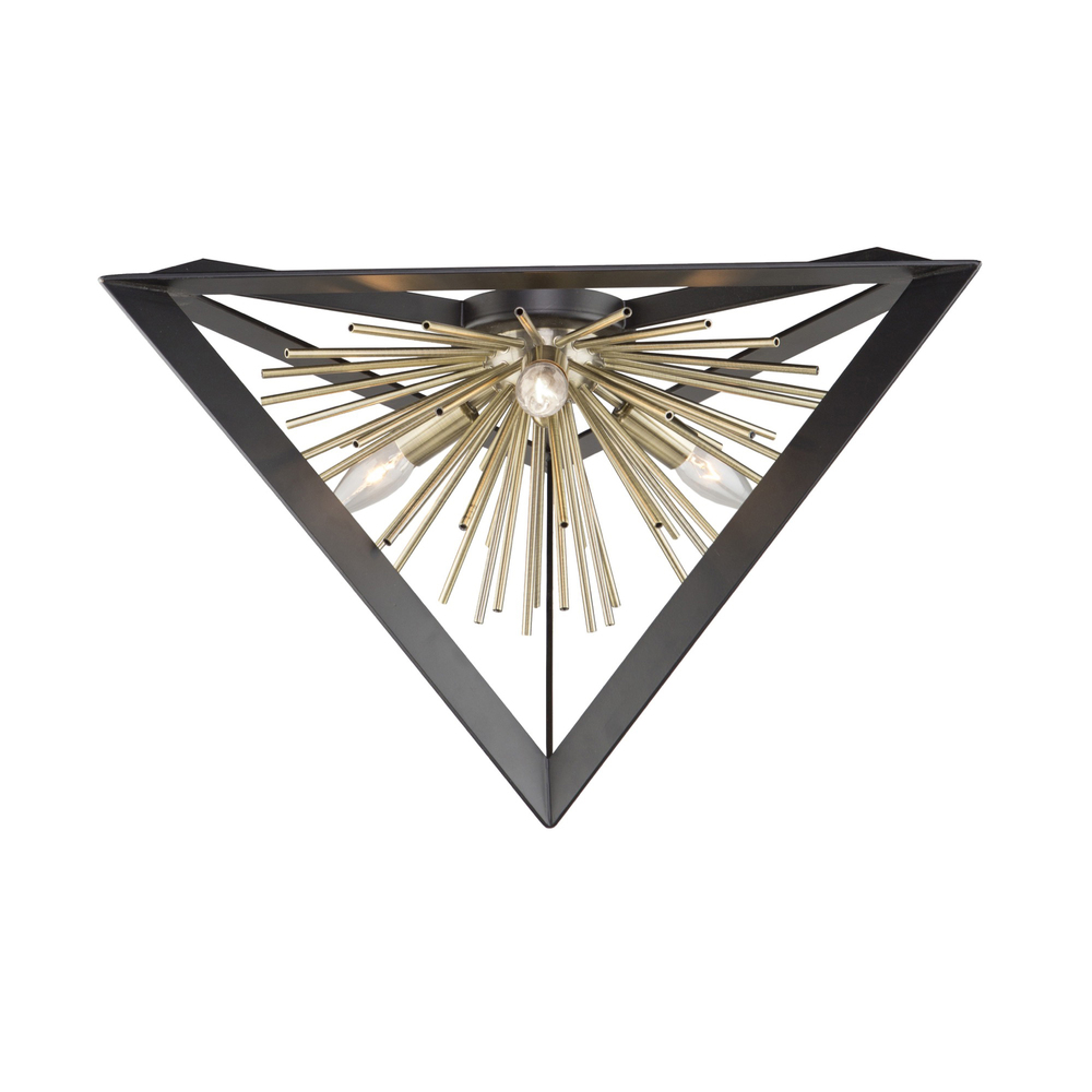 Sunburst  Flush Mount (Matte Black & Satin Brass Finish)