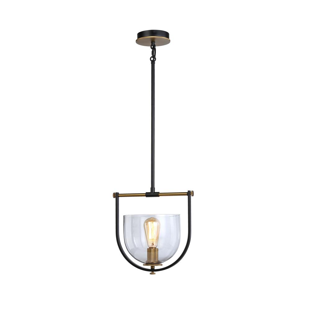 Cheshire Collection 1-Light Pendant, Black & Brass