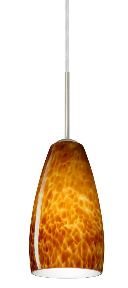 Besa Chrissy Pendant Satin Nickel Amber Cloud 1x40W Halogen