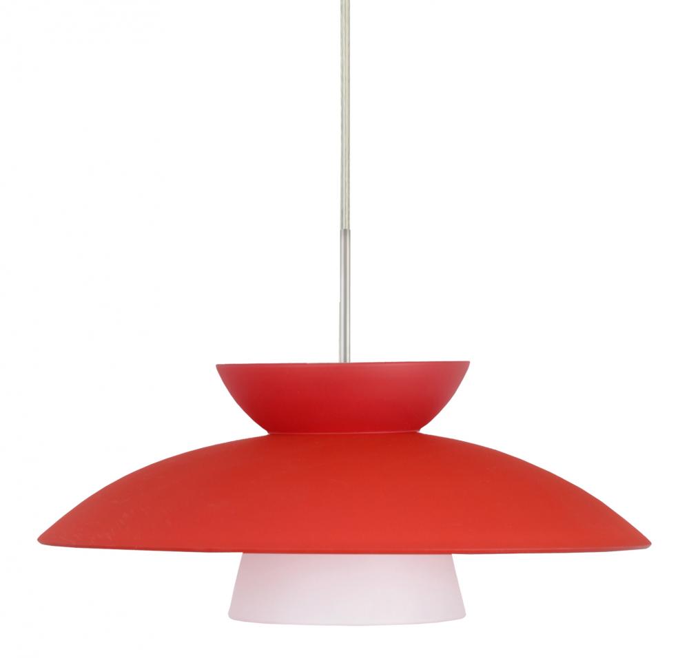 Besa Trilo 15 Pendant Satin Nickel Red Matte 1x75W Medium Base