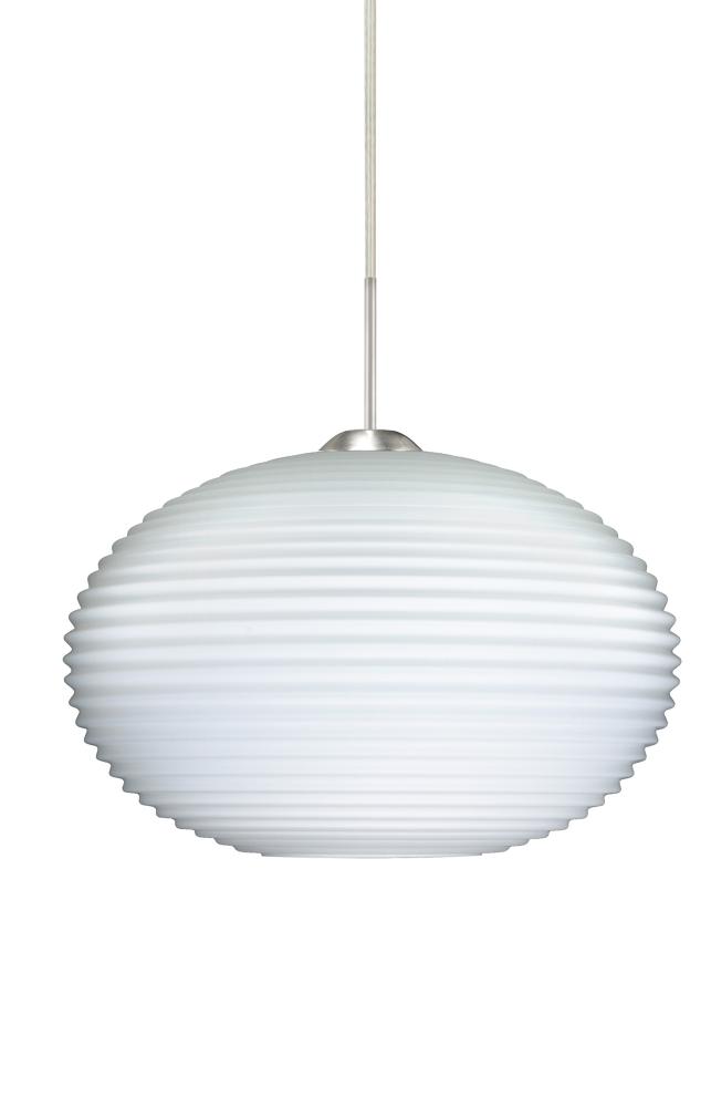 Besa Pendant Pape 12 Satin Nickel Opal Ribbed 1x9W LED