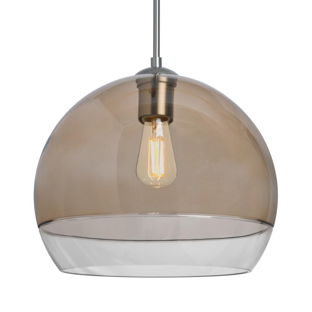 Besa, Ally 12 Cord Pendant, Smoke/Clear, Satin Nickel Finish, 1x5W LED Filament