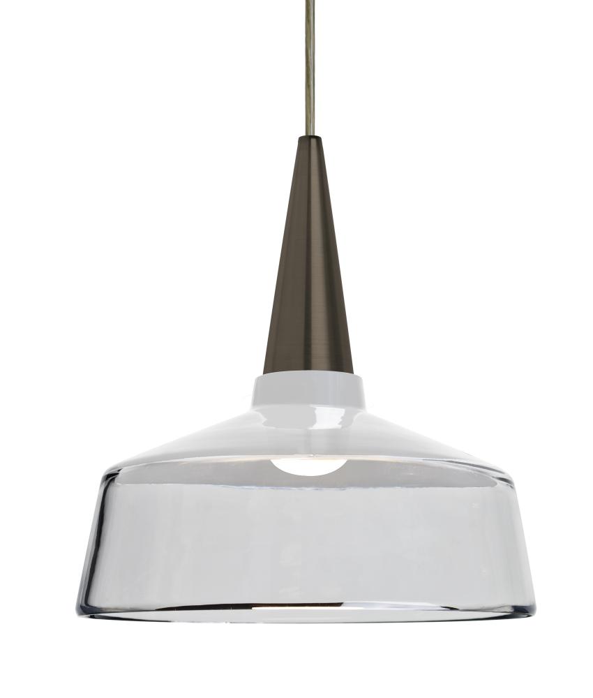 Besa, Baron 10 Cord Pendant, White/Clear, Bronze Finish, 1x9W LED