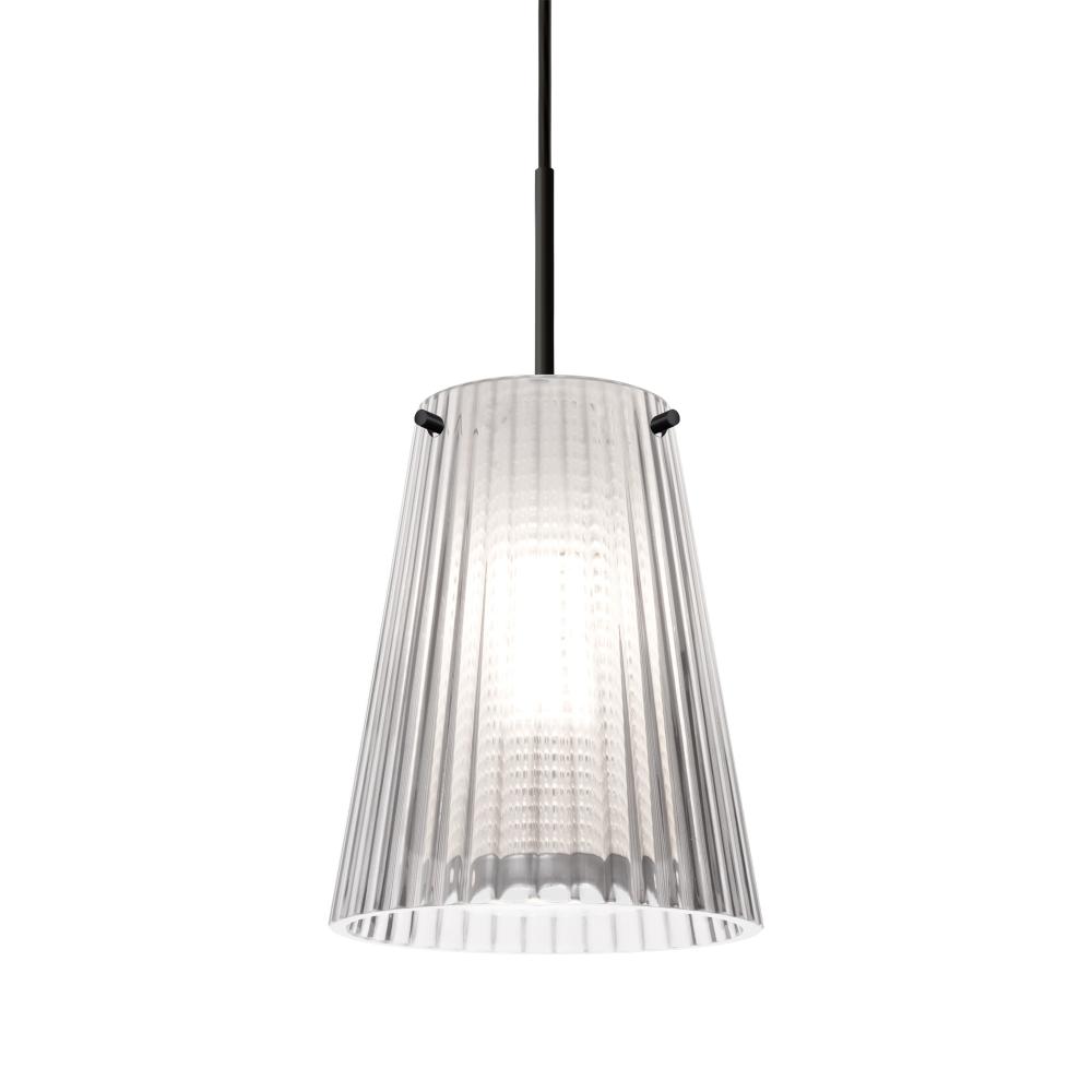 Besa Dion Pendant, Clear Shade, Black Finish, 1x60W MAX E26 Base