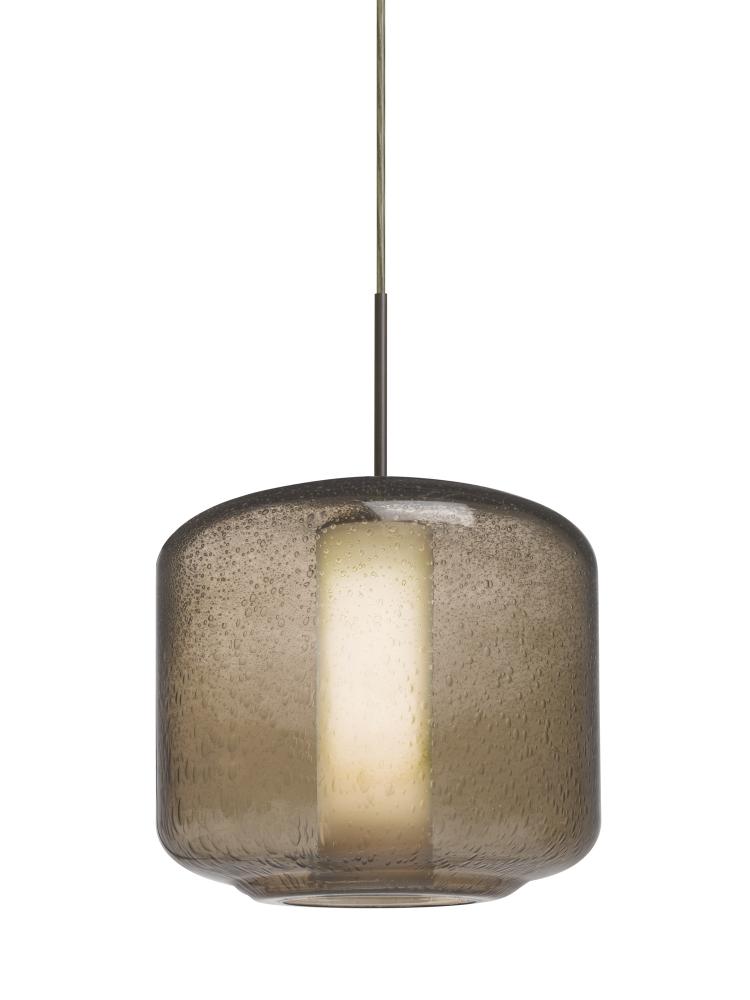 Besa Niles 10 Pendant, Smoke Bubble/Opal, Bronze Finish, 1x60W Medium Base T10