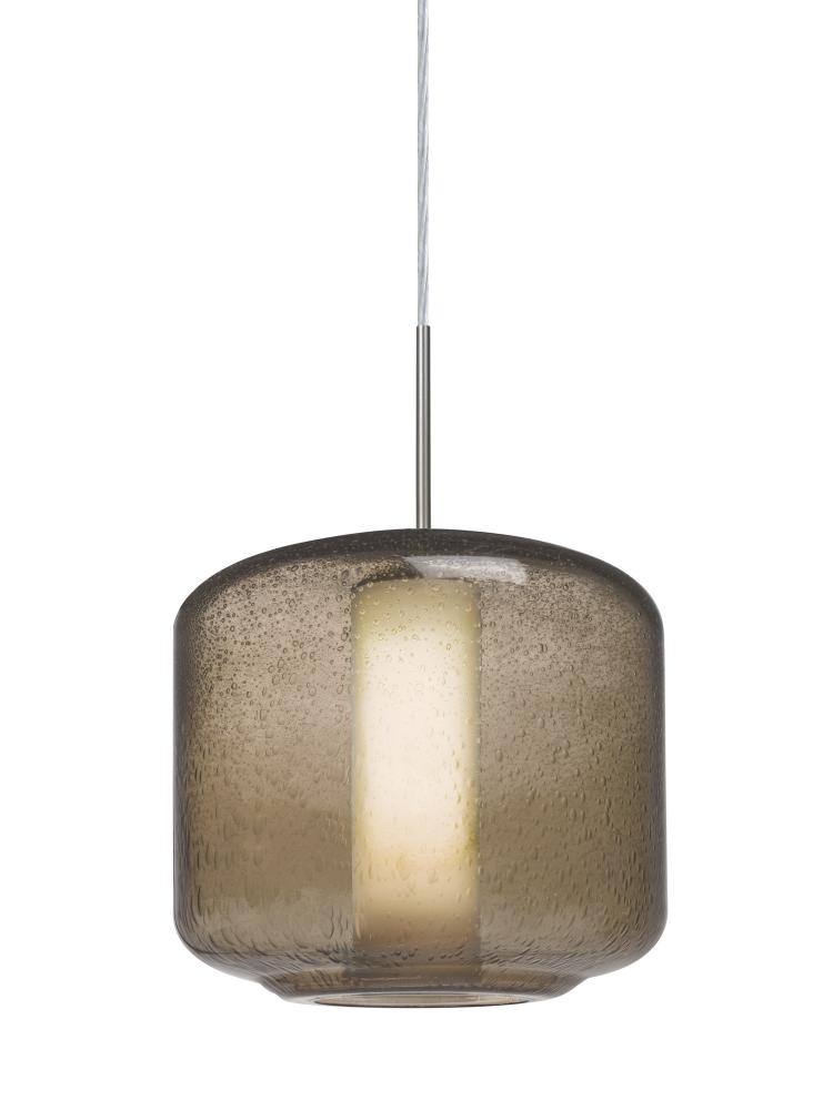 Besa Niles 10 Pendant, Smoke Bubble/Opal, Satin Nickel Finish, 1x60W Medium Base T10