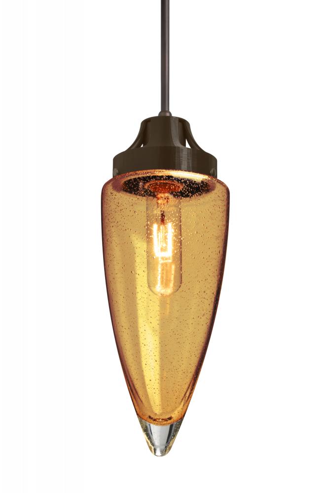 Besa, Sulu Cord Pendant, Amber Bubble, Bronze Finish, 1x60W Medium Base