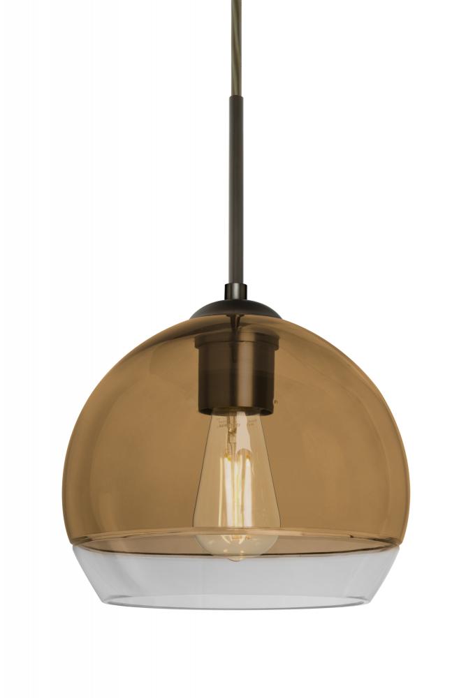 Besa, Ally 8 Cord Pendant, Amber/Clear, Bronze Finish, 1x5W LED Filament