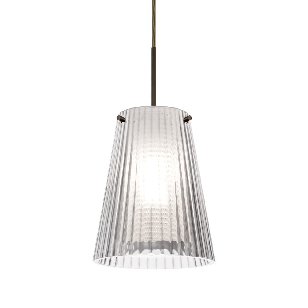 Besa Dion Pendant, Clear Shade, Bronze Finish, 1x60W MAX E26 Base