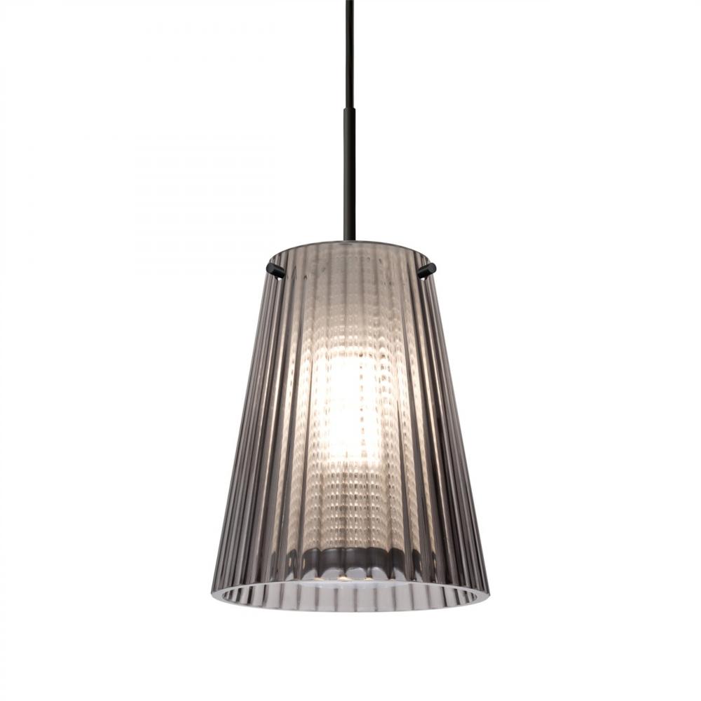 Besa Dion Pendant, Smoke Shade, Black Finish, 1x60W MAX E26 Base