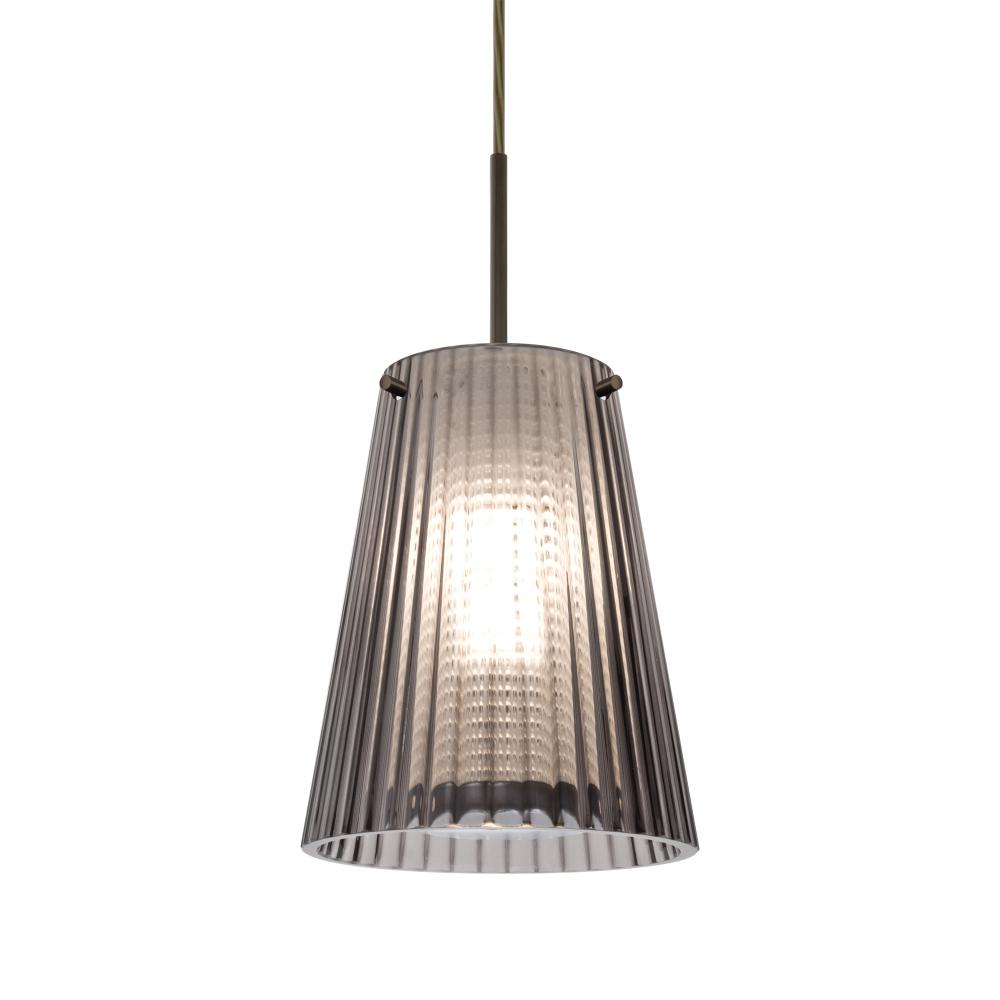 Besa Dion Pendant, Smoke Shade, Bronze Finish, 1x60W MAX E26 Base