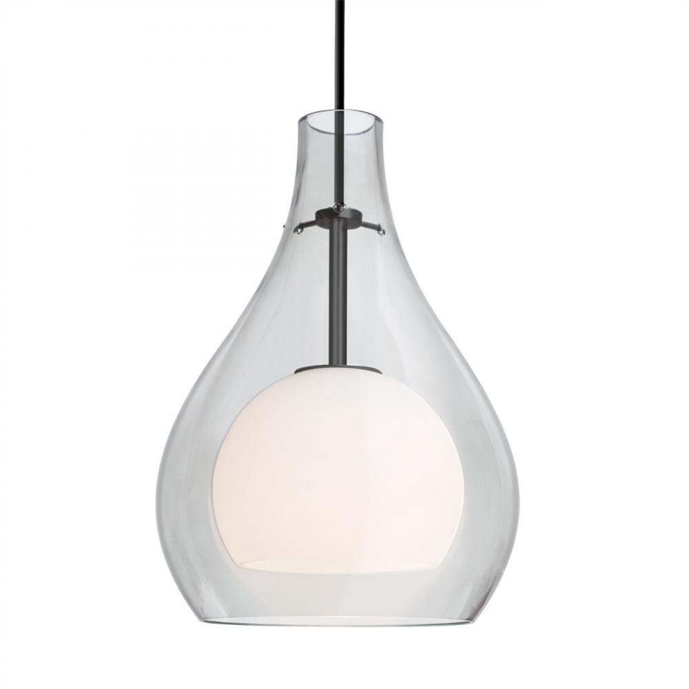 Besa, Elle 11 Cord Pendant, Clear, Black Finish, 1x9W LED