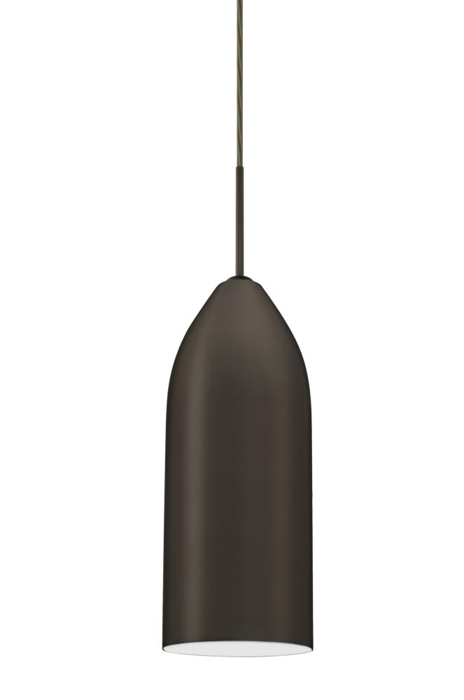 Besa, Lindy Cord Pendant, White, Satin Nickel Finish, 1x9W LED