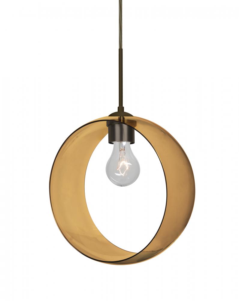 Besa, Plato Cord Pendant, Amber, Bronze Finish, 1x60W Medium Base