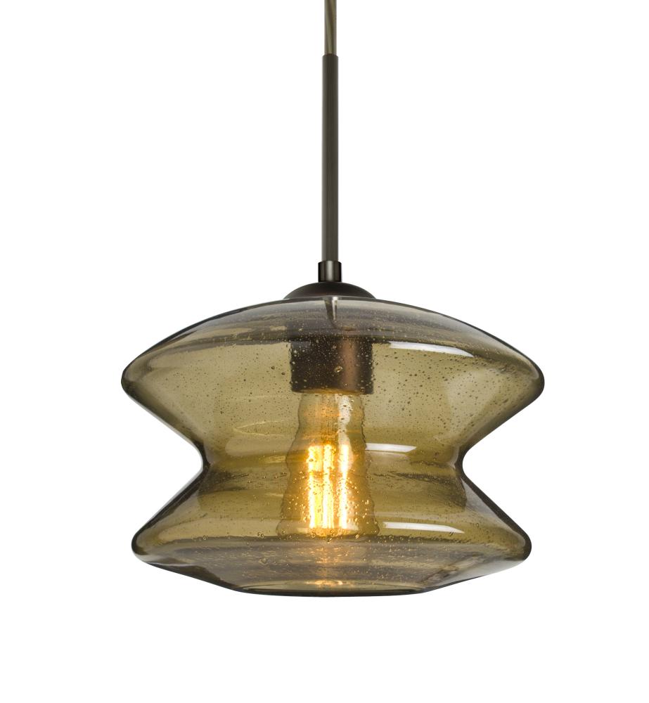 Besa, Zen Cord Pendant, Latte Bubble, Bronze Finish, 1x8W LED Filament