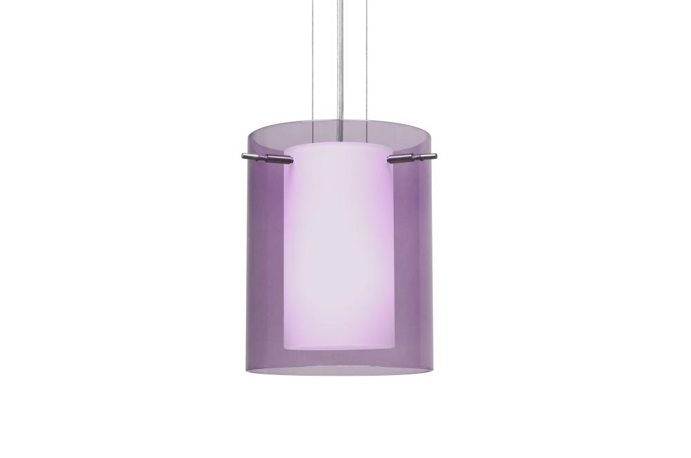 Besa Pendant Pahu 8 Satin Nickel Transparent Amethyst 1x100W Medium Base