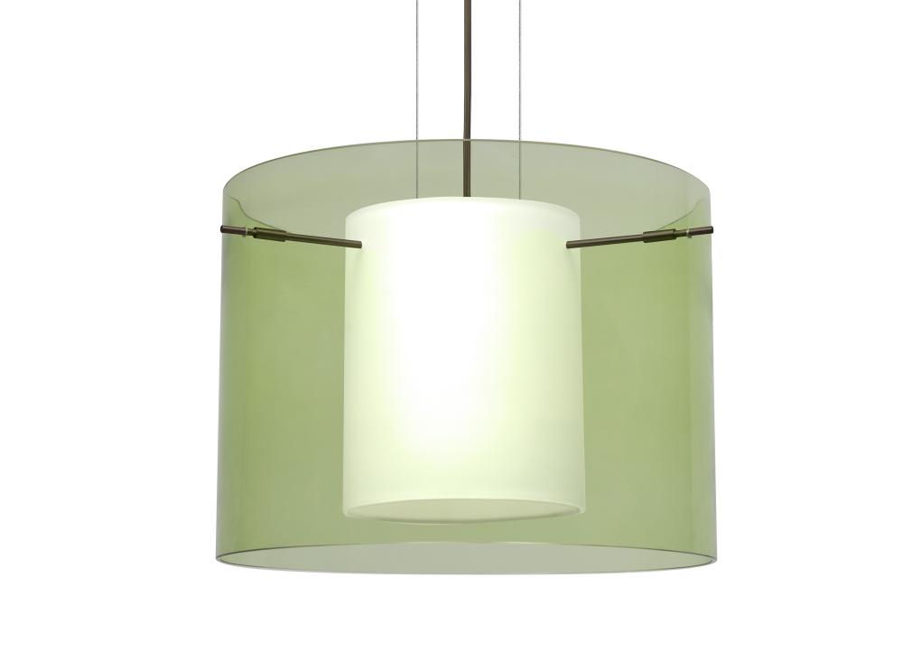 Besa Pendant Pahu 16 Bronze Transparent Olive/Opal 1x150W Medium Base A21