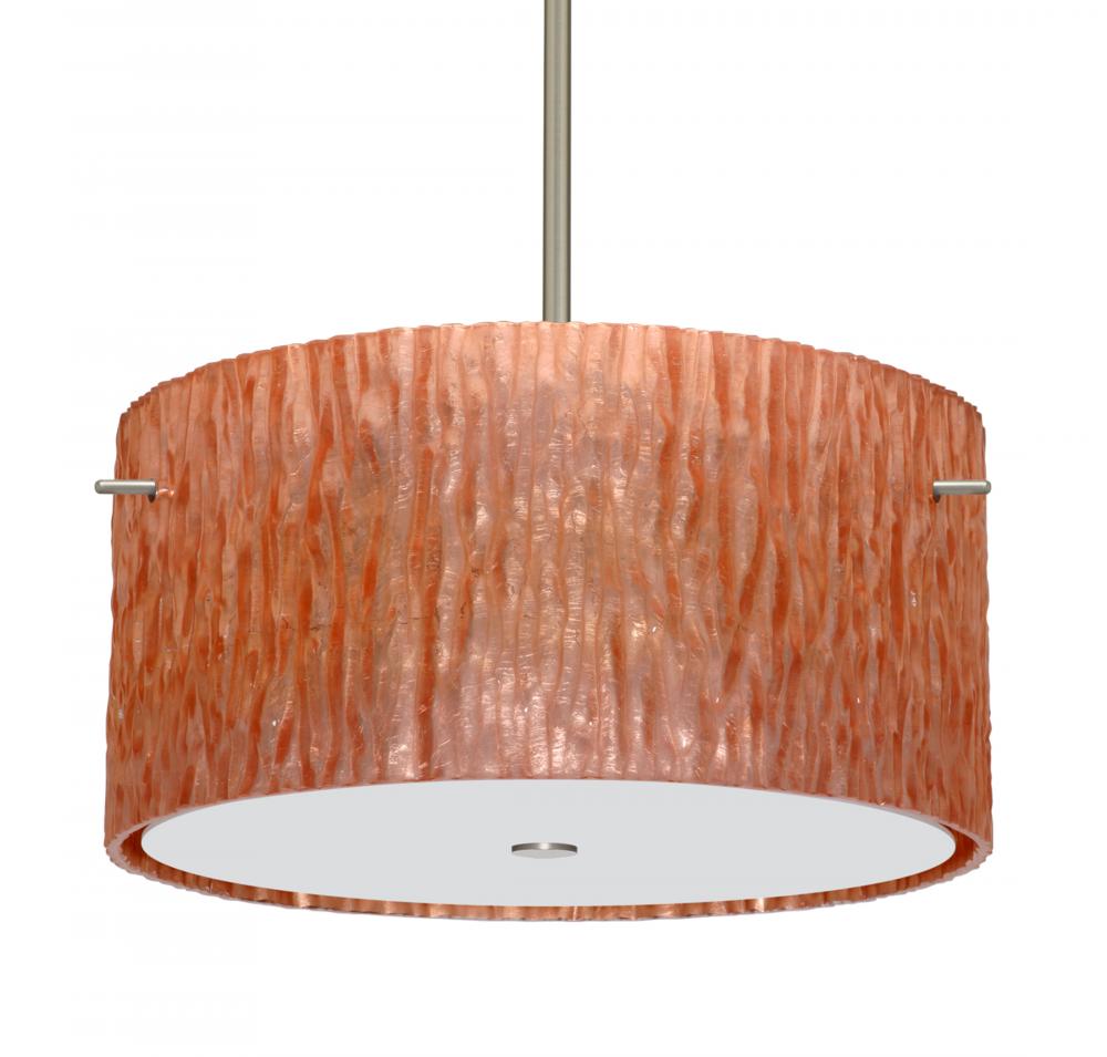 Besa Tamburo 16 Pendant Stone Copper Foil Satin Nickel 3x11W LED