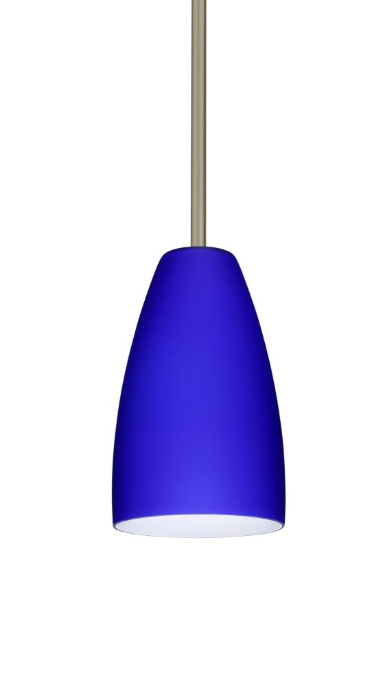 Besa Stem Riva 9 Pendant Satin Nickel Cobalt Blue Matte 1x75W Medium Base