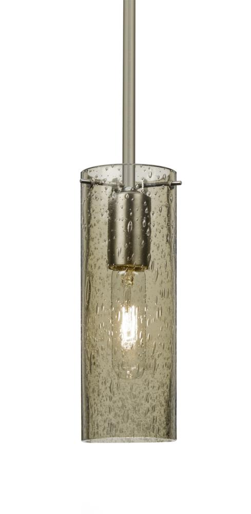 Besa, Juni 10 Stem Pendant, Latte Bubble, Satin Nickel, 1x60W Medium Base