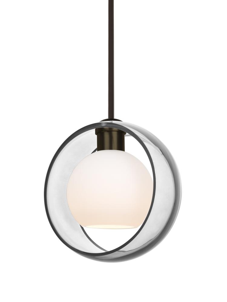 Besa Mana Pendant, Clear/Opal, Bronze Finish, 1x60W Medium Base