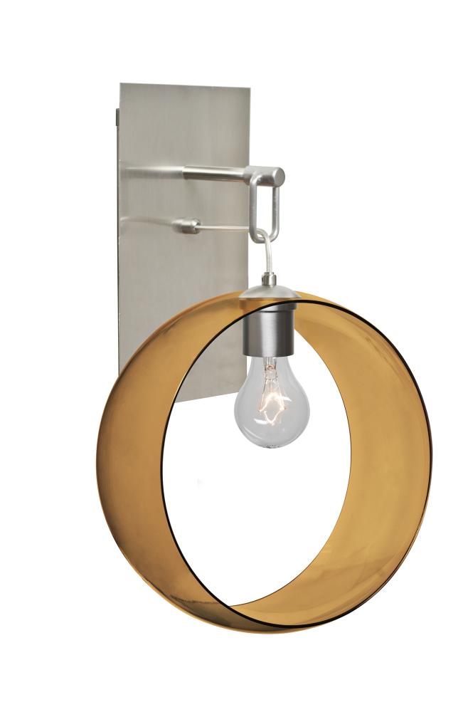 Besa, Plato Wall Pendant, Amber, Satin Nickel Finish, 1x60W Medium Base