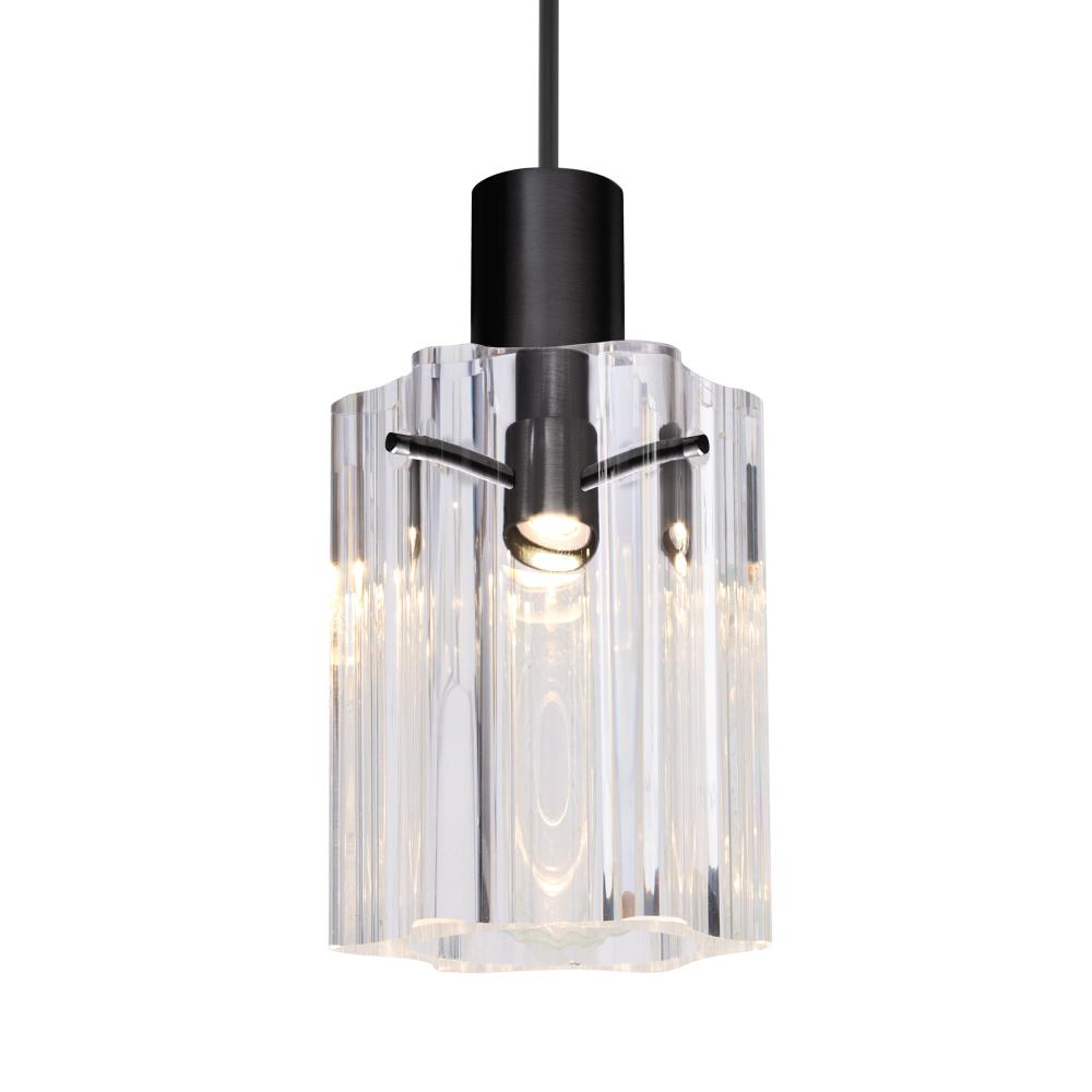 Besa Ice 4 Pendant, Clear Glass, Black Finish, 1x35W MAX GY6.35 Base