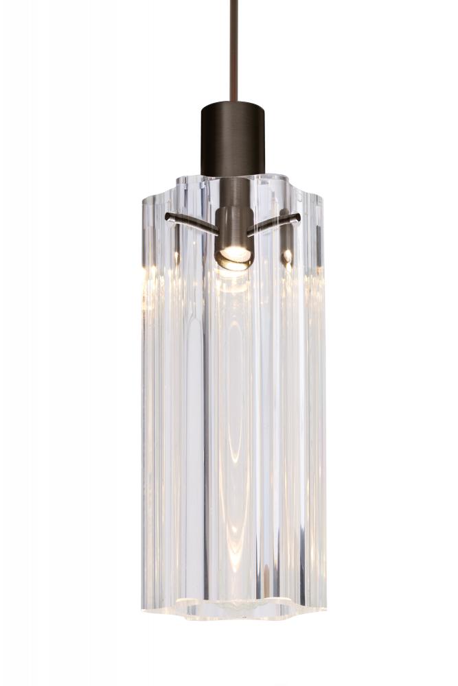 Besa Ice 7 Pendant, Clear Glass, Bronze Finish, 1x35W MAX GY6.35 Base