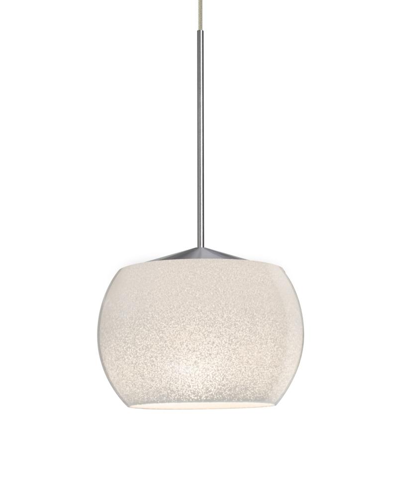 Besa, Keno Cord Pendant, White Sand, Satin Nickel Finish, 1x3W LED