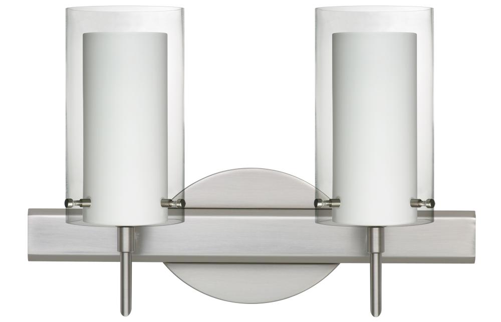 Besa Pahu 4 Wall 2SW Clear/Opal Satin Nickel 2x40W G9