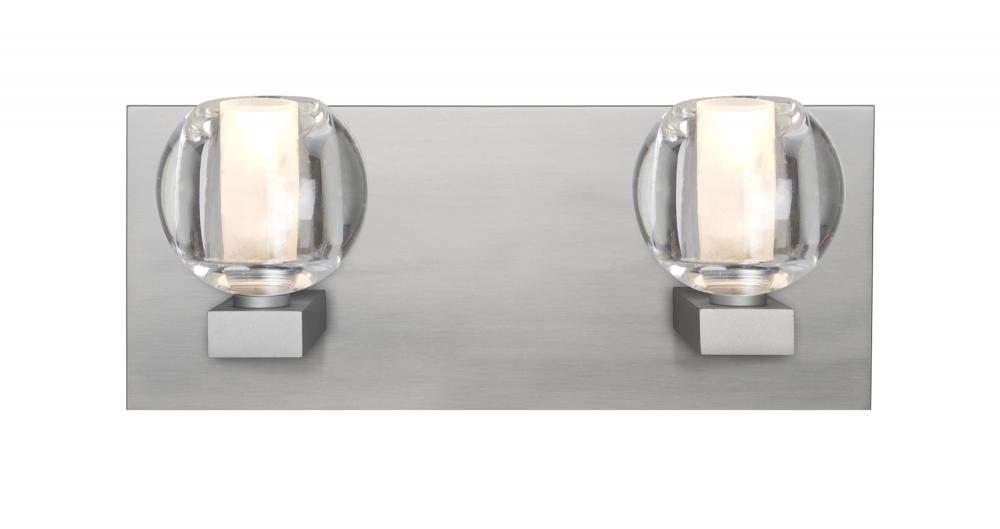 Besa, Boca Vanity, Clear, Satin Nickel Finish, 2x5W LED