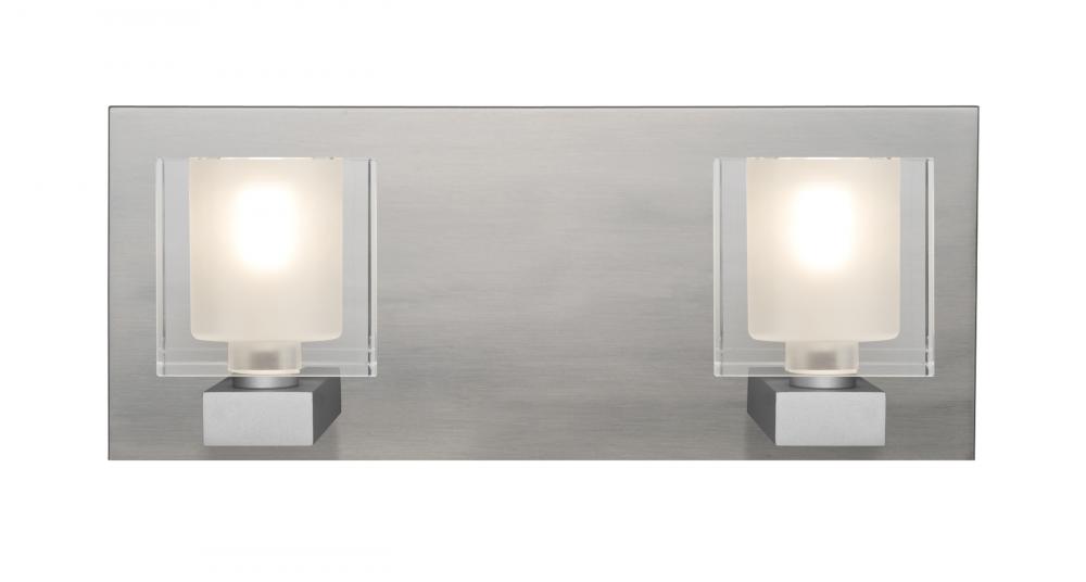 Besa, Bolo Vanity, Clear/Frost, Satin Nickel Finish, 2x40W Halogen