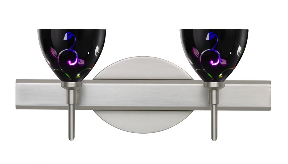 Besa, Sabrina Vanity, Black Dicro Vine, Satin Nickel Finish, 2x5W LED