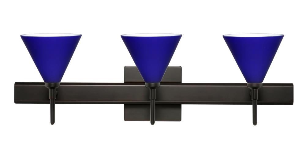 Besa Wall With Sq Canopy Kani Bronze Cobalt Blue Matte 3x40W G9